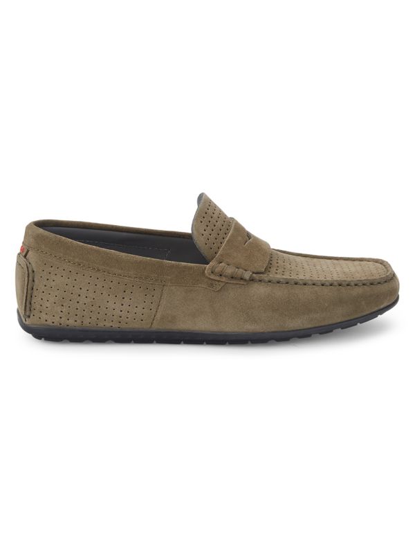 HUGO Perforated Suede Driving Loafers